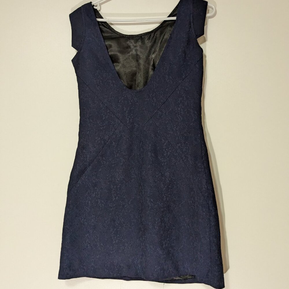 *3/$10* Buffalo David Bitton Textured Scoop Back Dress Navy Blue Size Small